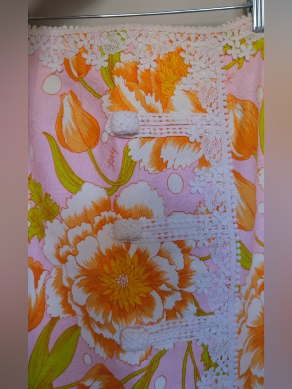 Vintage 1970s The Lilly (now Lilly Pulitzer) Pink and Orange Floral Skirt Set - Picture 7 of 10